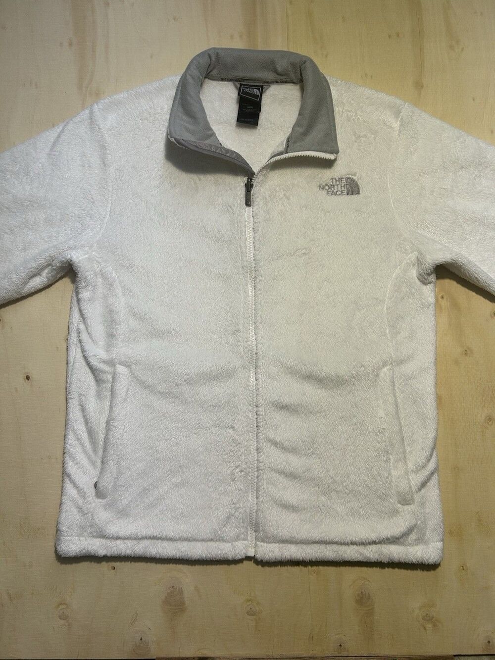 The North Face Women's Osito Full Zip White Dune Jacket w/ Pockets Size M